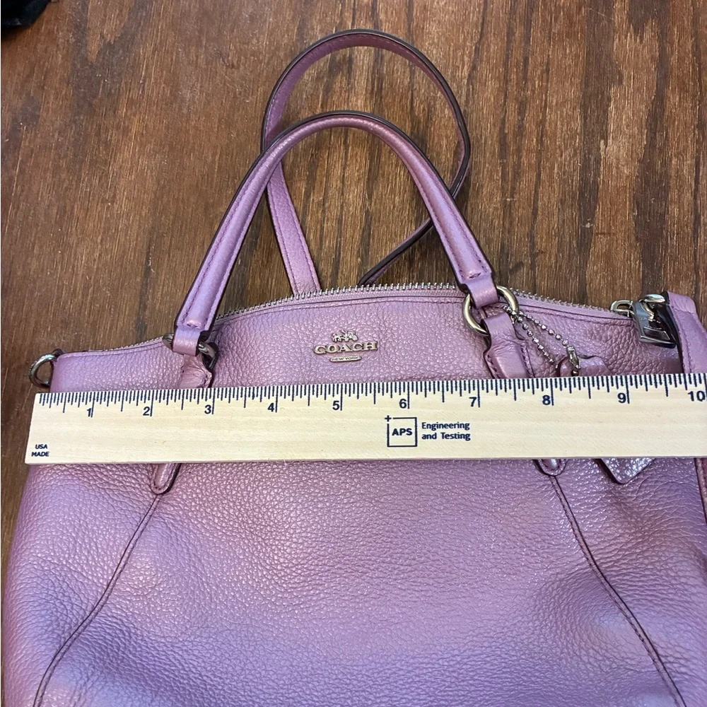 Coach Pebbled Leather Satchel in Mauve - Picture 3 of 6